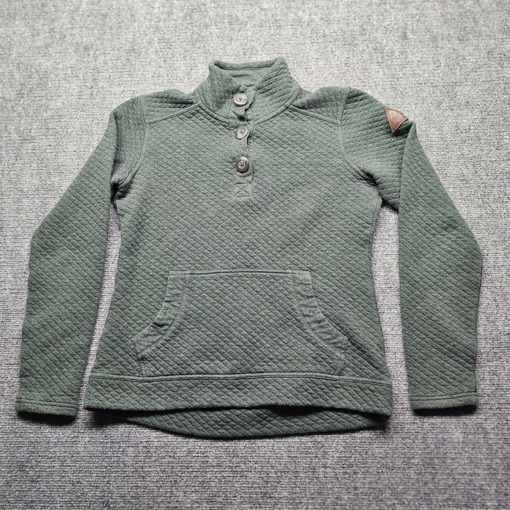 Avalanche Outdoor Supply Co Womens Green Quilted Button Mock Neck Pullover Small